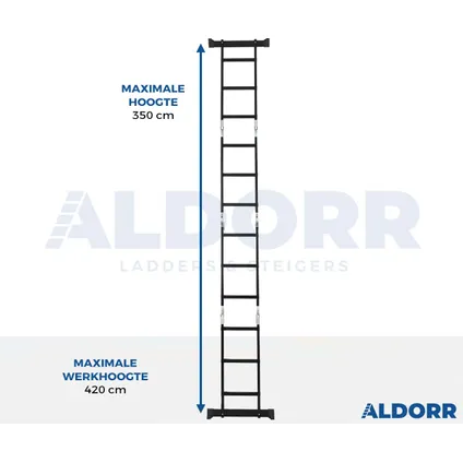 ALDORR Professional - Vouwladder Aluminium 4x3 treden met Platform - 3,50M 6