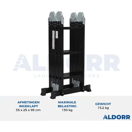 ALDORR Professional - Vouwladder Aluminium 4x3 treden met Platform - 3,50M 8