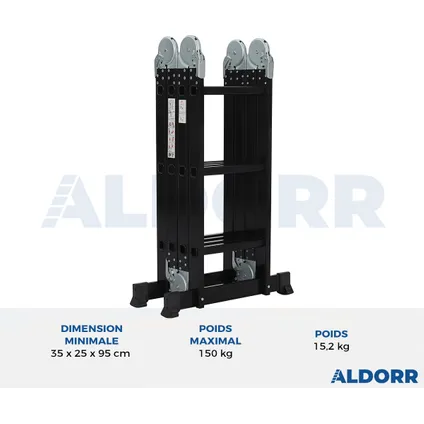 ALDORR Professional - Vouwladder Aluminium 4x3 treden met Platform - 3,50M 9