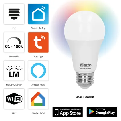 Alecto SMART-BULB10 - Smart wifi LED lamp, wit 3