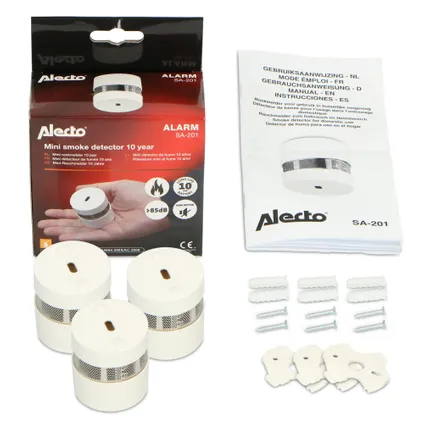 Alecto SA-201 TRIPLE Rookmelder met 10 jaars sensor/batterij, wit 9