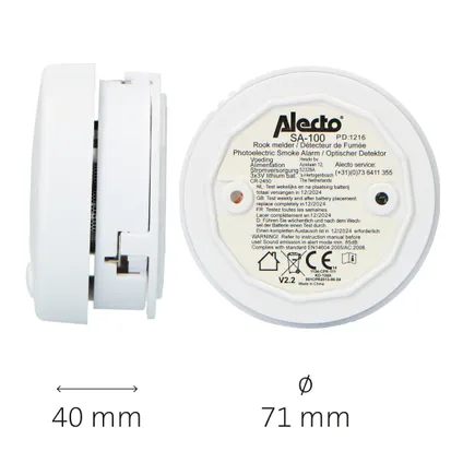 Alecto SA-100 4-PACK - Mini détecteur de fumée avec batterie de 5 ans,blanc 4