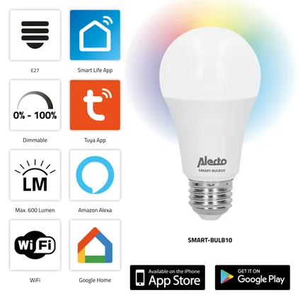 Alecto SMART-BULB10 TRIPLE - Smart wifi LED lamp, 3 pack, wit 2