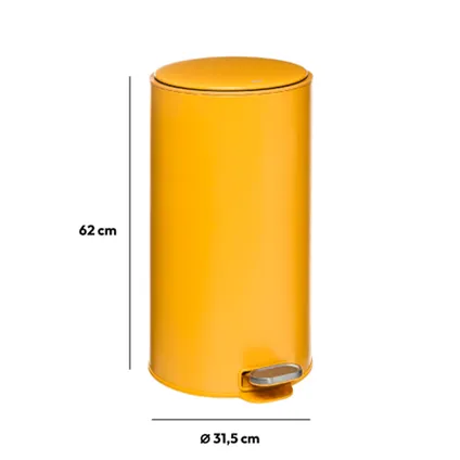 5Five Prullenbak/pedaalemmer - geel - metaal - 30 liter - 62 cm 2