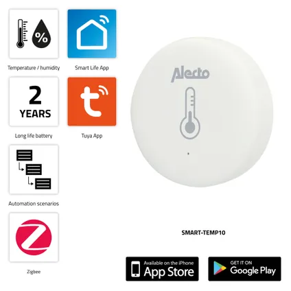 Alecto SMART-TEMP10 - Capteur de température et d'humidité intelligent Zigbee, blanc 3