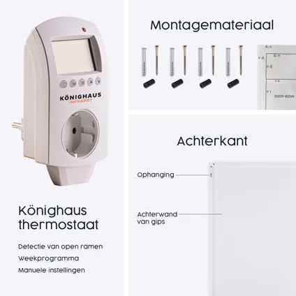 Chauffage infrarouge Panorama-Serie 600W avec thermostat 4