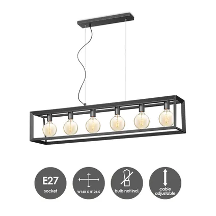 Home Sweet Home Lampe suspendue idem 6 Lumière - Black - 140x18x124cm 7
