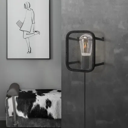 Home Sweet Home Tissage de lampe murale moderne | 15/15/20 cm | Noir | E27 3