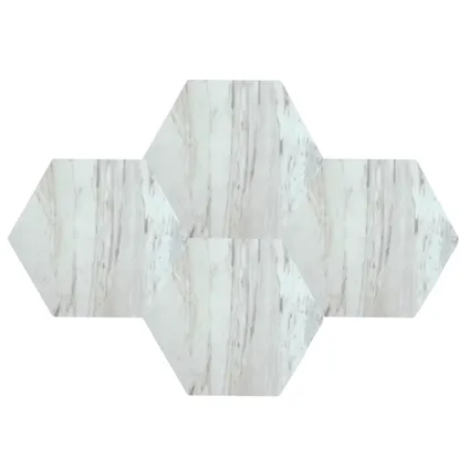 Plaktegel - Hexagon - PVC - Wit Grijs Bruin - Stone White - 1M2 3