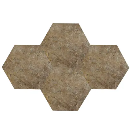 Plaktegel- Hexagon - PVC - Bruin - Stonelook - Slate Brown - 1M2 3