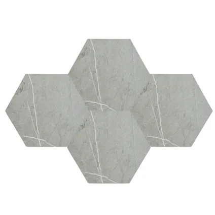 Plaktegel - Hexagon - PVC - Licht grijs - Light Grey - 1M2 3