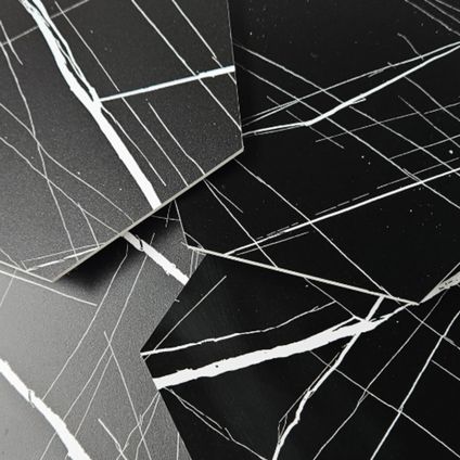 Plaktegel - Hexagon - PVC - Zwart Wit - Black White - 1M2