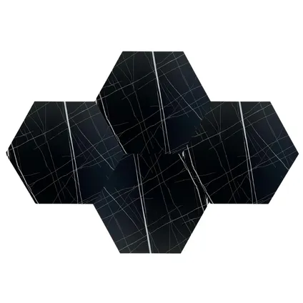 Plaktegel - Hexagon - PVC - Zwart Wit - Black White - 1M2 3