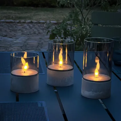 Brilliant tafellamp op batterij Bougie betoneffect rookglas set van 3 2