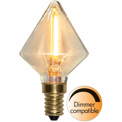 Diamant Lamp - E14 - 0.8W - Super Warm Wit <2200K - Dimbaar - Filament - Helder