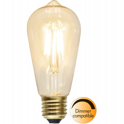 Druppel-Edison lamp - E27 - 1.6W - Super Warm Wit <2200K - Dimbaar - Filament - Rookglas