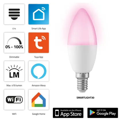 Alecto SMARTLIGHT30 - Smart wifi kleuren LED lamp 2