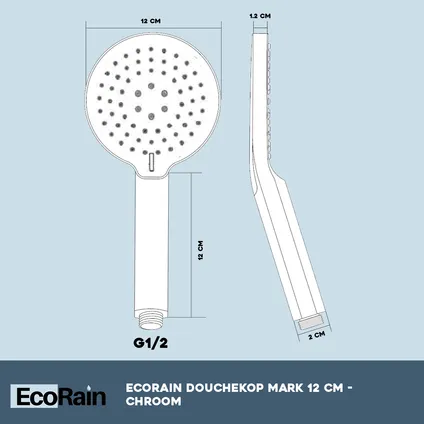 EcoRain Waterbesparende Douchekop Mark 12 cm - Chroom 6