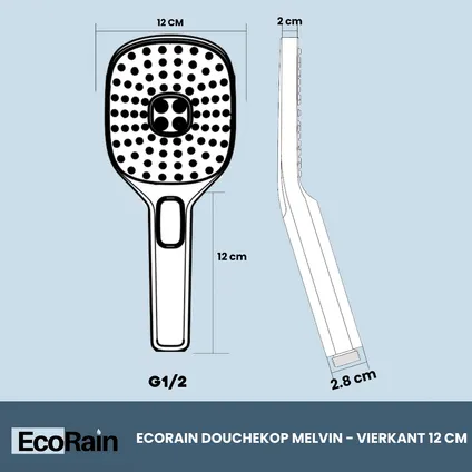 EcoRain Waterbesparende Douchekop Melvin 12 cm - Zwart 7