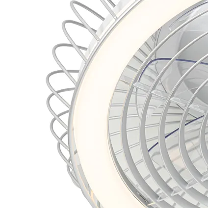 QAZQA Ventilateur de plafond intelligent argent avec LED avec télécommande - Crowe 3