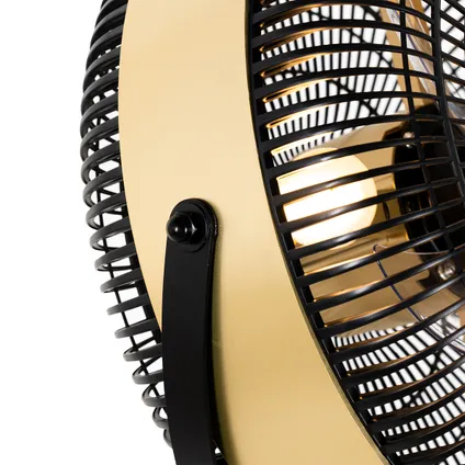 QAZQA Ventilateur sur pied trépied noir avec or 4 lumières - Kim 5
