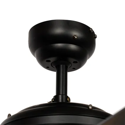 QAZQA Ventilateur de plafond noir avec interrupteur à tirette - Mistral Johanna 8