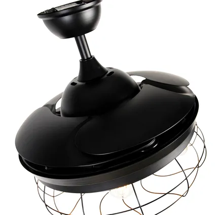 QAZQA Ventilateur de plafond noir avec télécommande 5 lumières - Gaiola 6