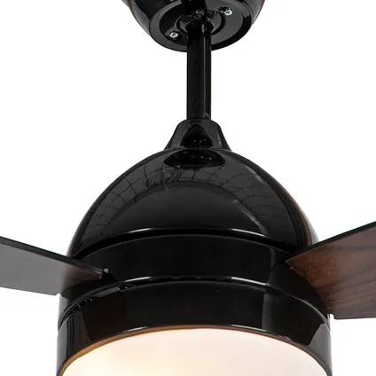 QAZQA Ventilateur de plafond noir avec télécommande - Rotar 9