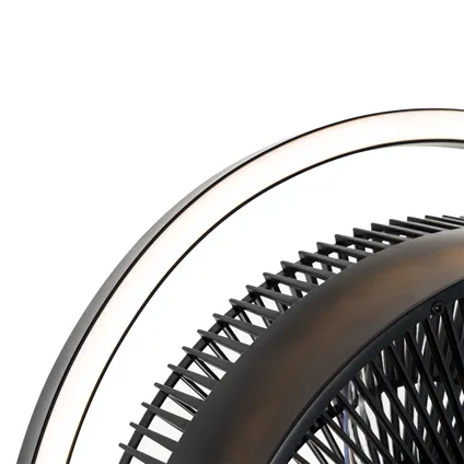 QAZQA Ventilateur de sol trépied noir avec LED réglable en 3 étapes - Marleen 3