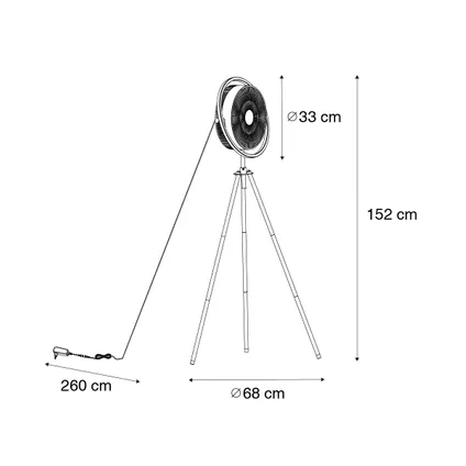 QAZQA Ventilateur de sol trépied noir avec LED réglable en 3 étapes - Marleen 4