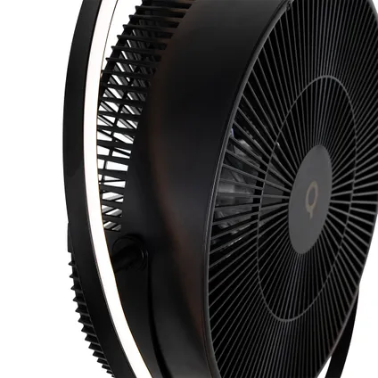 QAZQA Ventilateur de sol trépied noir avec LED réglable en 3 étapes - Marleen 7