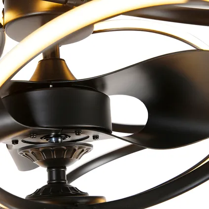 QAZQA Design plafondventilator zwart met afstandsbediening incl. LED - Kauv 2