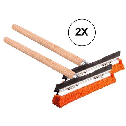 2x PD® Essuie-glace professionnel avec éponge en caoutchouc - XXL - 45CM - Manche en bois