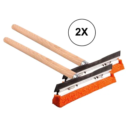 2x PD® Essuie-glace professionnel avec éponge en caoutchouc - XXL - 45CM - Manche en bois