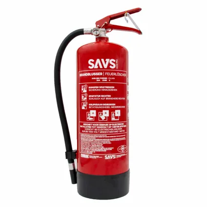 SAVS Brandblusser poeder 6 kg - Vorstvrij - Met montagebeugel - Poederblusser