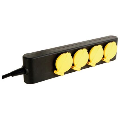 Perel Stekkerdoos, 4 klapdeksels, 4 stopcontacten met randaarde (type F), 3500 W