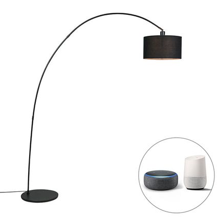 QAZQA Lampe à arc moderne intelligente noire avec WiFi G95 - Vinossa