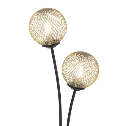 QAZQA Moderne tafellamp zwart met goud 2-lichts - Athens Wire 3
