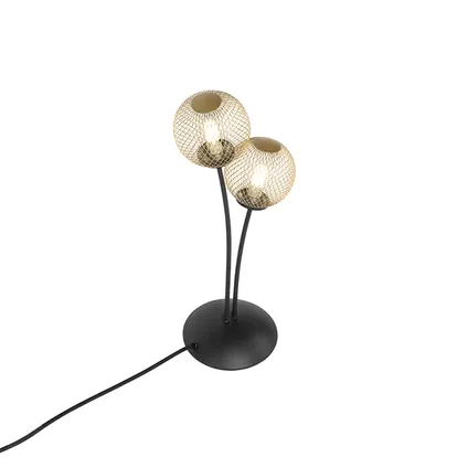 QAZQA Moderne tafellamp zwart met goud 2-lichts - Athens Wire 9
