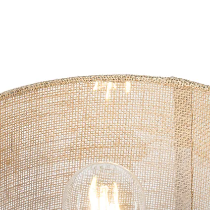 QAZQA Landelijke tafellamp hout met linnen kap naturel 25 cm - Mels 3