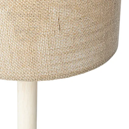 QAZQA Landelijke tafellamp hout met linnen kap naturel 25 cm - Mels 7