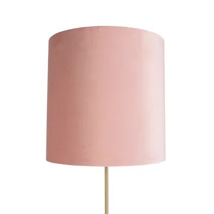 QAZQA Vloerlamp goud/messing met velours kap roze 40/40 cm - Parte 2