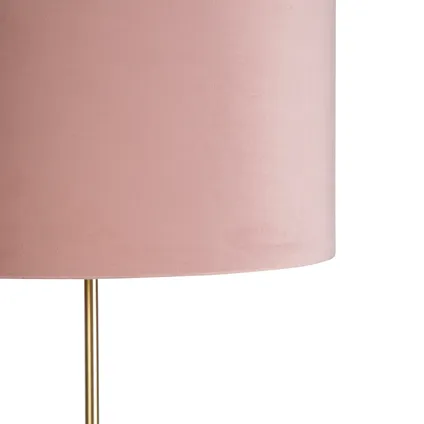 QAZQA Vloerlamp goud/messing met velours kap roze 40/40 cm - Parte 3