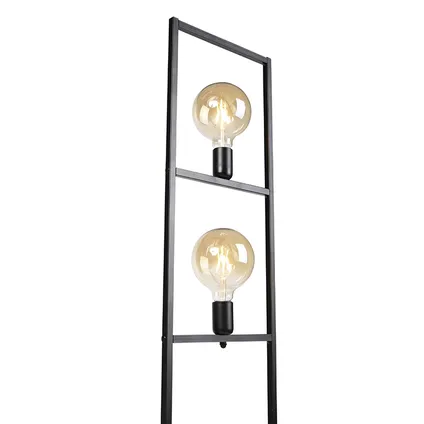 QAZQA Industriële vloerlamp 2-lichts zwart - Simple Cage 9
