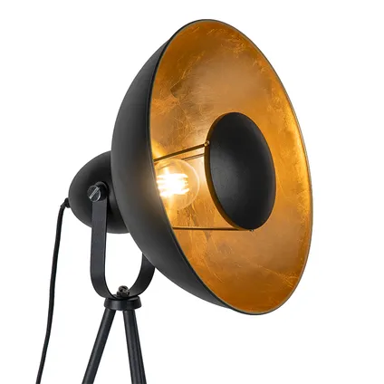 QAZQA Vloerlamp zwart met goud 154,4 cm tripod - Magnax Eco 5