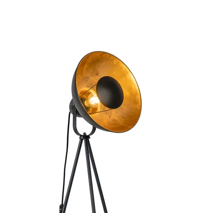 QAZQA Vloerlamp zwart met goud 154,4 cm tripod - Magnax Eco 6