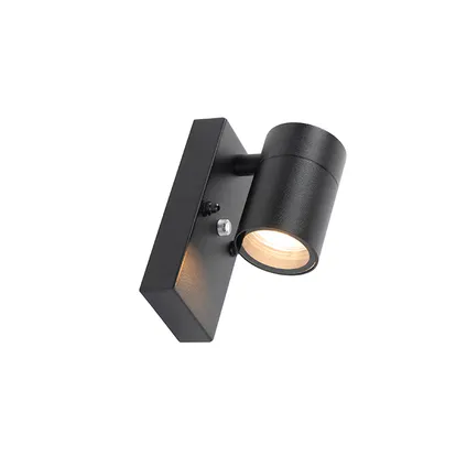 QAZQA Buitenwandlamp zwart met licht-donker sensor IP44 - Solo 8