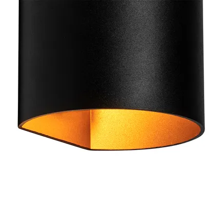QAZQA Moderne wandlamp zwart met messing - Sabbio 5