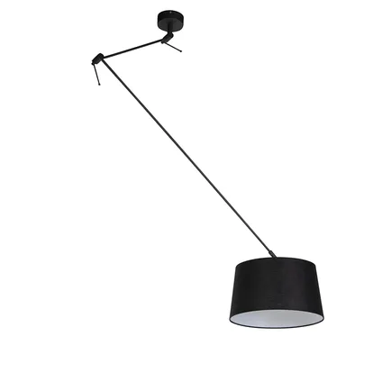 QAZQA Hanglamp met linnen kap zwart 35 cm - Blitz I zwart 10