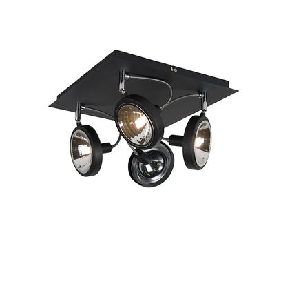 QAZQA Spot design noir 4 lumières réglable - Nox